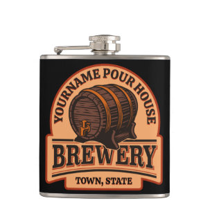 Personalised NAME Old Oak Barrel Beer Keg Brewery  Hip Flask