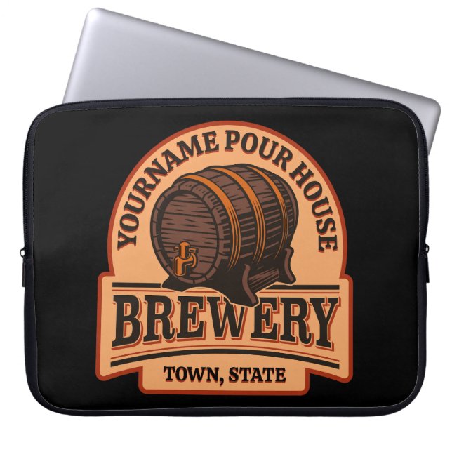 Personalised NAME Old Oak Barrel Beer Keg Brewery  Laptop Sleeve (Front)