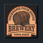 Personalised NAME Old Oak Barrel Beer Keg Brewery  Magnet<br><div class="desc">Personalised NAME Beer Vintage Oak Barrel Brewery Bar design,  Customise with your NAME or Custom Text!</div>