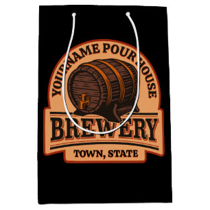 Personalised NAME Old Oak Barrel Beer Keg Brewery Medium Gift Bag