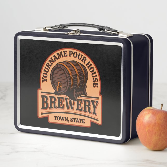 Personalised NAME Old Oak Barrel Beer Keg Brewery  Metal Lunch Box (In Situ)