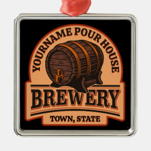 Personalised NAME Old Oak Barrel Beer Keg Brewery  Metal Tree Decoration