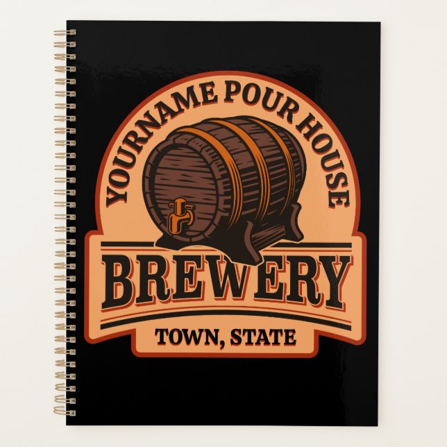 Personalised NAME Old Oak Barrel Beer Keg Brewery Planner (Front)