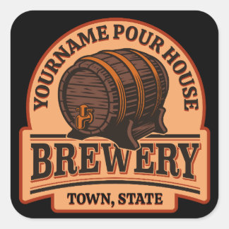 Personalised NAME Old Oak Barrel Beer Keg Brewery Square Sticker