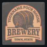 Personalised NAME Old Oak Barrel Beer Keg Brewery Stone Coaster<br><div class="desc">Personalised NAME Beer Vintage Oak Barrel Brewery Bar design,  Customise with your NAME or Custom Text!</div>