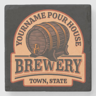 Personalised NAME Old Oak Barrel Beer Keg Brewery Stone Coaster