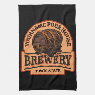 Personalised NAME Old Oak Barrel Beer Keg Brewery  Tea Towel