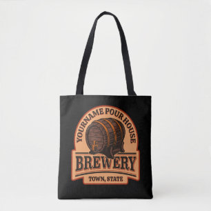Personalised NAME Old Oak Barrel Beer Keg Brewery Tote Bag