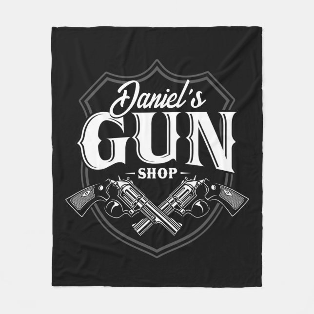 Personalised NAME Old Revolvers Gun Shop Firearms  Fleece Blanket (Front)