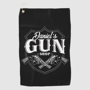 Personalised NAME Old Revolvers Gun Shop Firearms  Golf Towel
