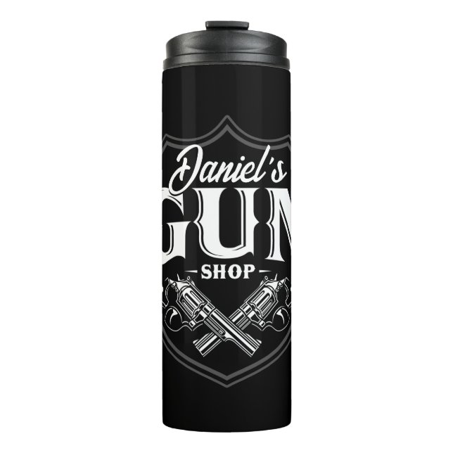 Personalised NAME Old Revolvers Gun Shop Firearms  Thermal Tumbler (Front)