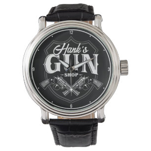 Personalised NAME Old Revolvers Gun Shop Firearms  Watch