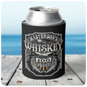 Personalised NAME Old West Whiskey Brewery Bar Can Cooler