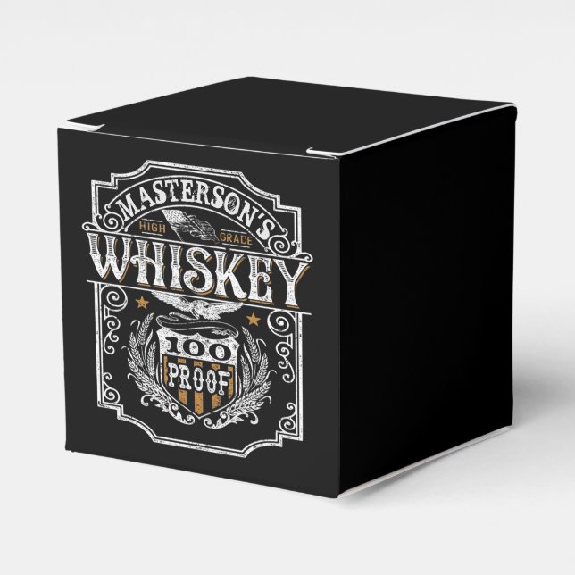 Personalised NAME Old West Whiskey Brewery Bar Favour Box (Front Side)