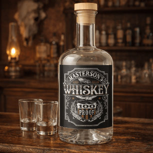 Personalised NAME Old West Whiskey Brewery Bar Liquor Bottle Label