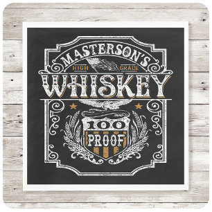 Personalised NAME Old West Whiskey Brewery Bar Napkin