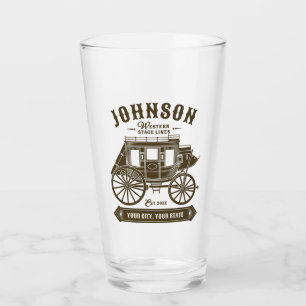 Personalised NAME Old Western Stagecoach Carriage Glass