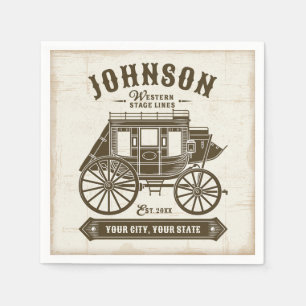 Personalised NAME Old Western Stagecoach Carriage Napkin