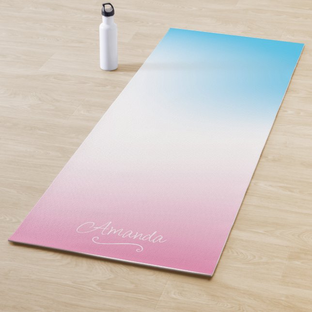 Personalised Name Ombre Pink Yoga Mat (In Situ)