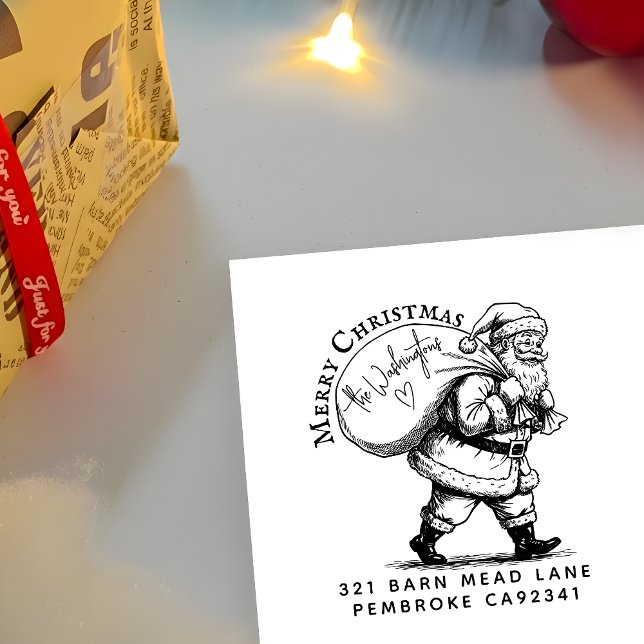 Personalised Name on Santa's Sack Return Address Rubber Stamp (Creator Uploaded)