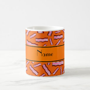 Personalised name orange bacon pattern coffee mug