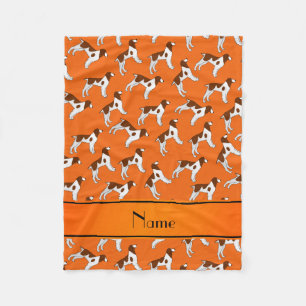 Personalised name orange brittany spaniel dogs fleece blanket