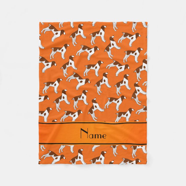 Personalised name orange brittany spaniel dogs fleece blanket (Front)