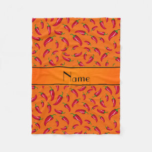 Personalised name orange chilli pepper fleece blanket