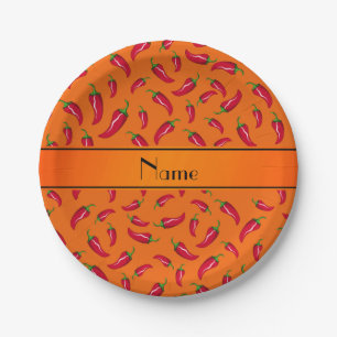 Personalised name orange chilli pepper paper plate