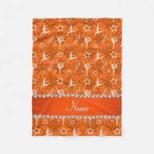 Personalised name orange damask gymnastics fleece blanket