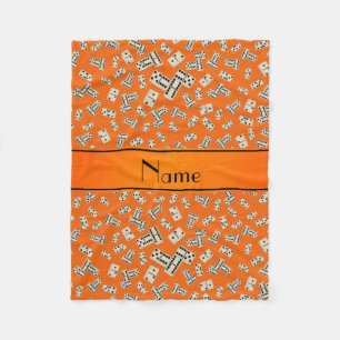 Personalised name orange dominos fleece blanket