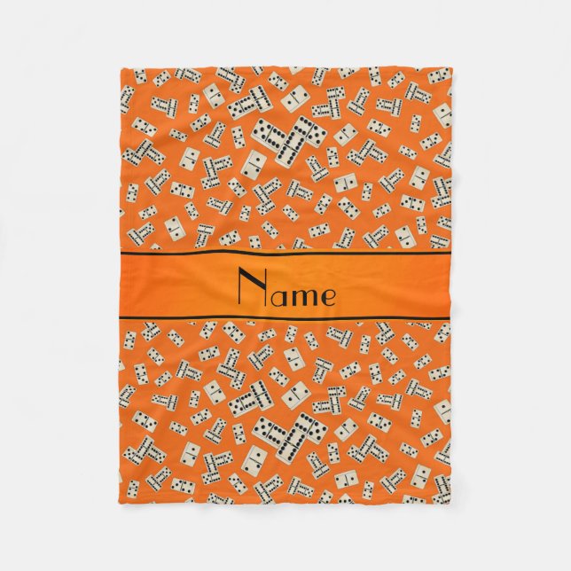 Personalised name orange dominos fleece blanket (Front)