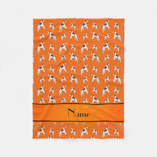 Personalised name orange fox terrier dogs fleece blanket