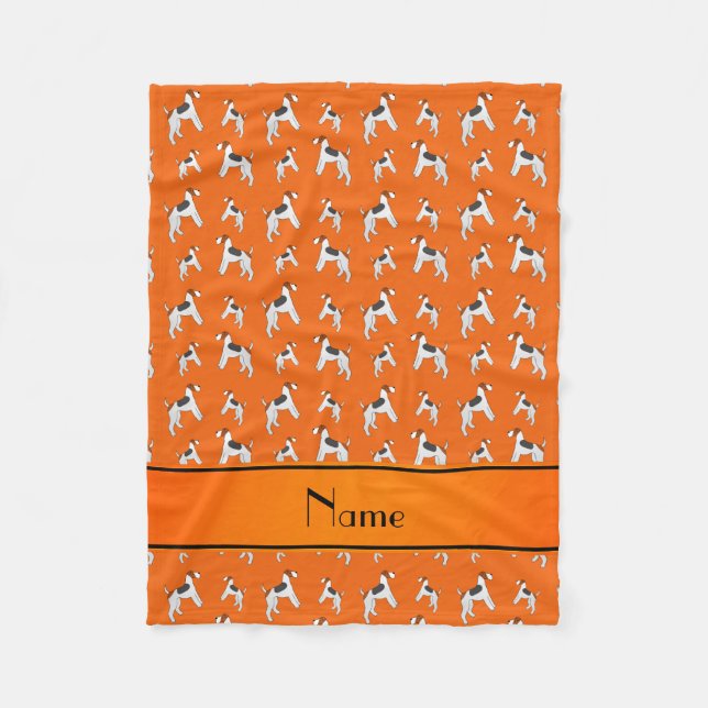 Personalised name orange fox terrier dogs fleece blanket (Front)