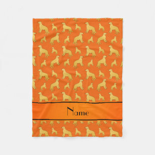 Personalised name orange Golden Retriever dogs Fleece Blanket