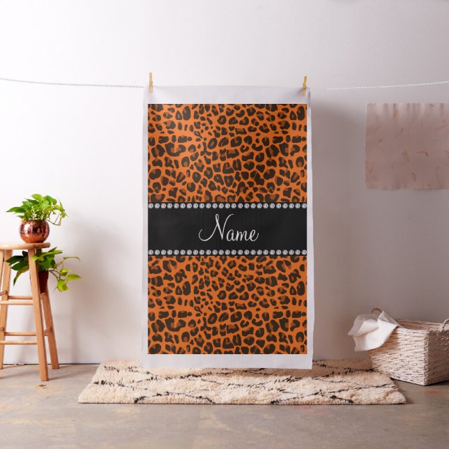 Personalised name orange leopard pattern fabric (In Situ)