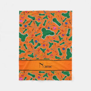 Personalised name orange mini golf fleece blanket