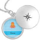 Personalised name orange octopus blue bubbles