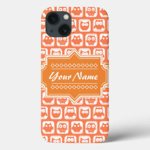 Personalised Name Orange Owls N1 iPhone 13 Case