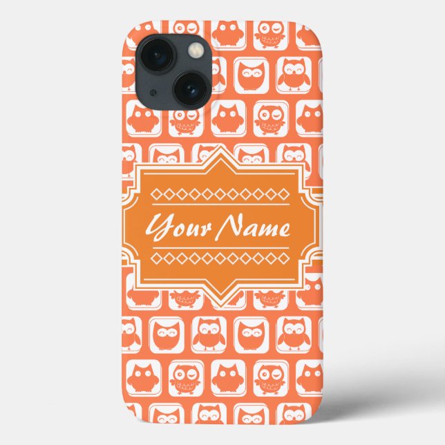 Personalised Name Orange Owls N1 Case-Mate iPhone Case (Back)