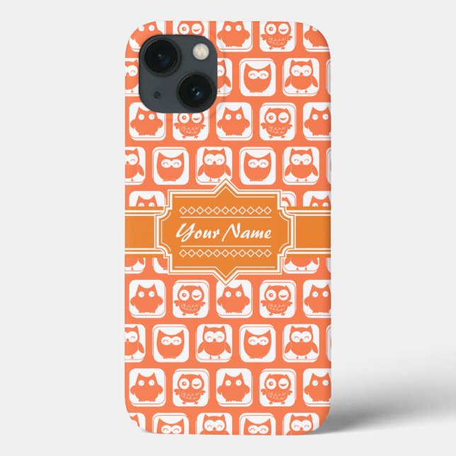 Personalised Name Orange Owls N1 Case-Mate iPhone Case (Back)