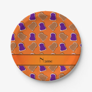 Personalised name orange peanut butter jelly paper plate