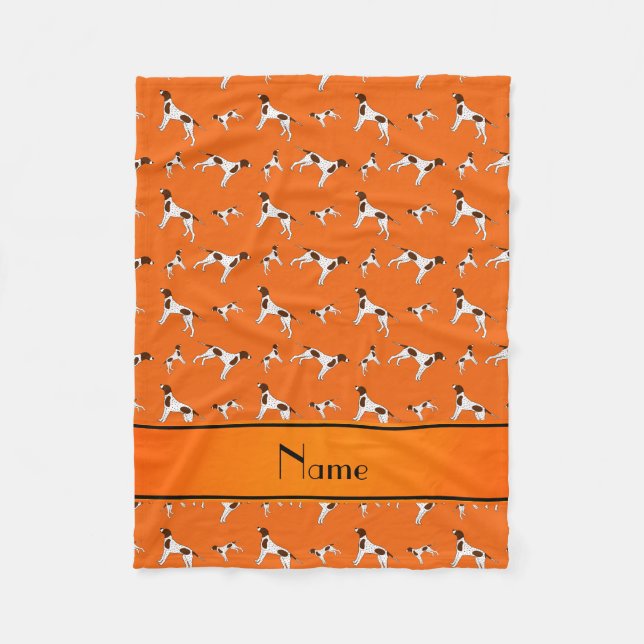 Personalised name orange Pointer dogs Fleece Blanket (Front)