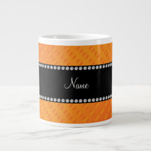Personalised name orange polka dots large coffee mug