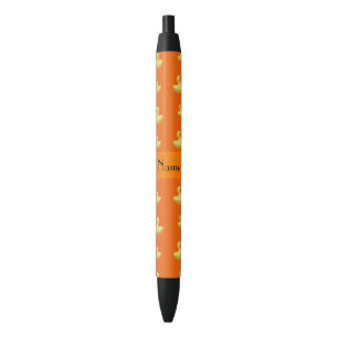 Personalised name orange rubber duck pattern black ink pen