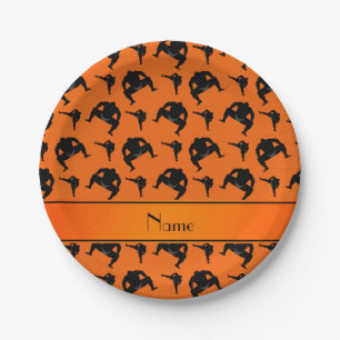 Personalised name orange sumo wrestling paper plate