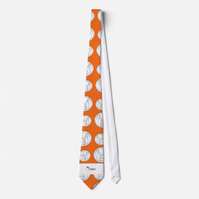 Personalised name orange volleyball balls tie (Front)