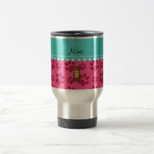 Personalised name otter pink paws travel mug