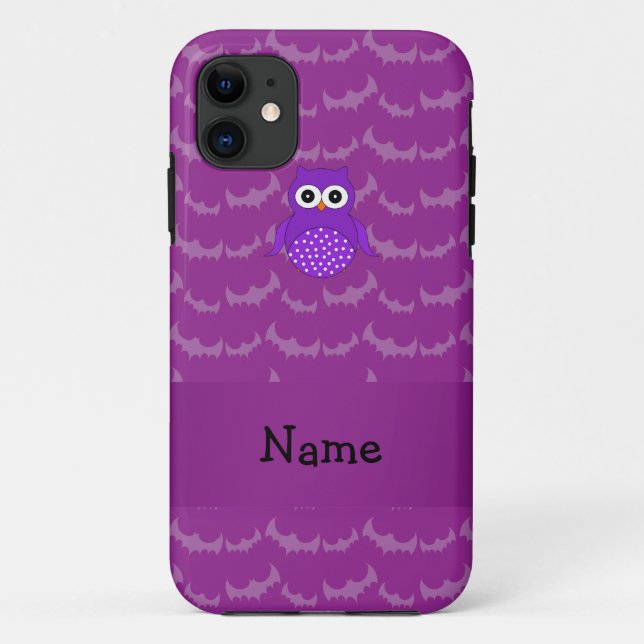 Personalised name owl purple bats Case-Mate iPhone case (Back)