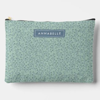 Personalised Name Pale Blue Boho Floral Pattern